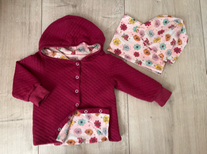 Handmade Set Steppsweat- Jacke mit Mütze und Tuch