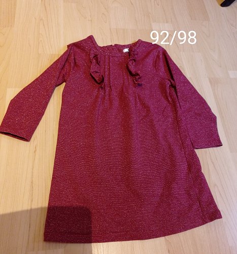 Kleid Langarm mit Glitzer Gr 92/98